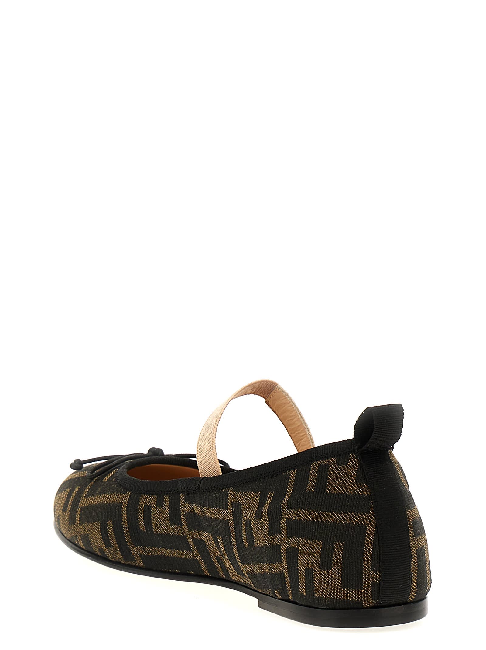 Shop Fendi Junior Ballet Flats In Marrone