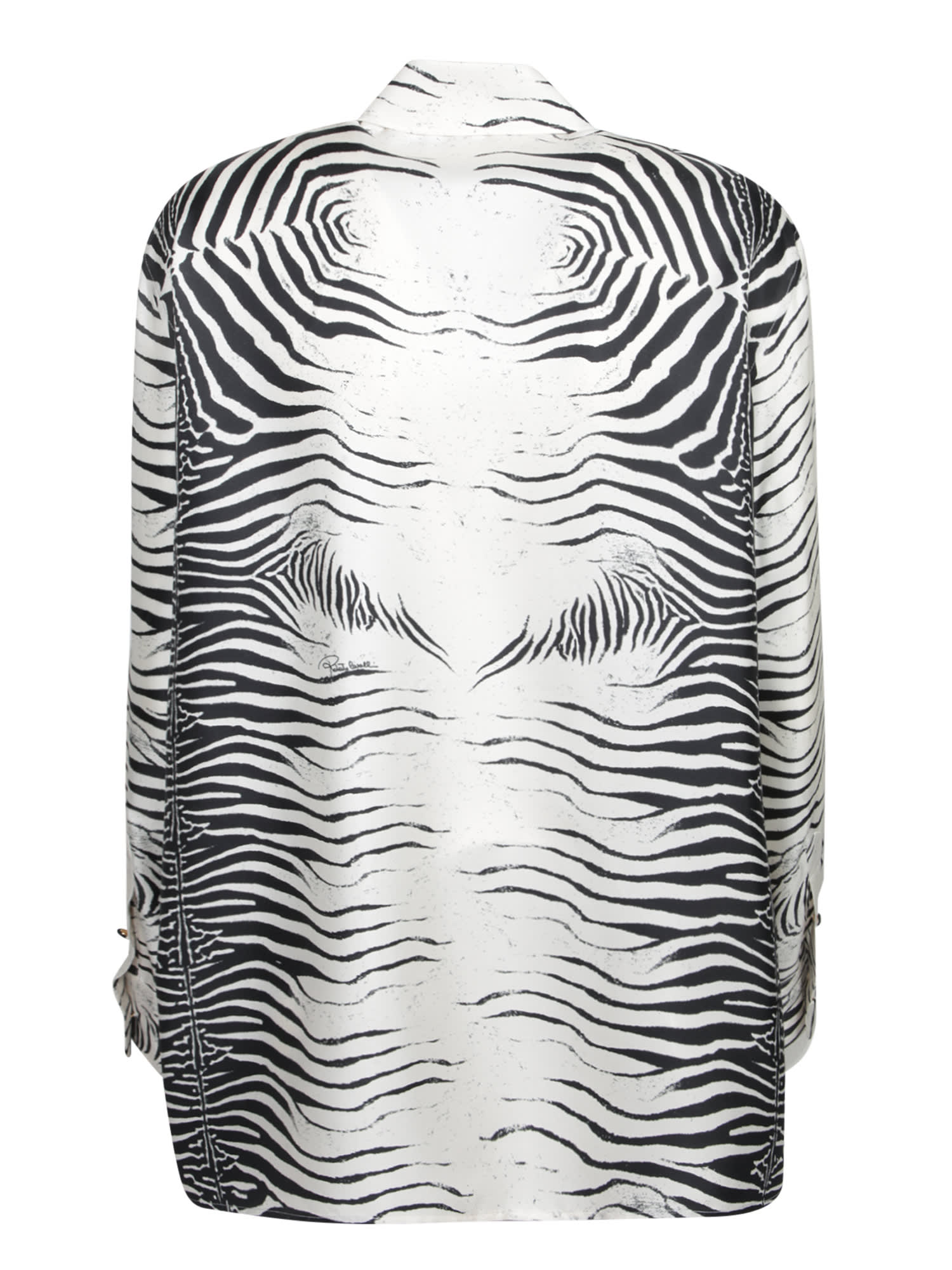 ROBERTO CAVALLI ZEBRA BLACK AND WHITE SILK SHIRT