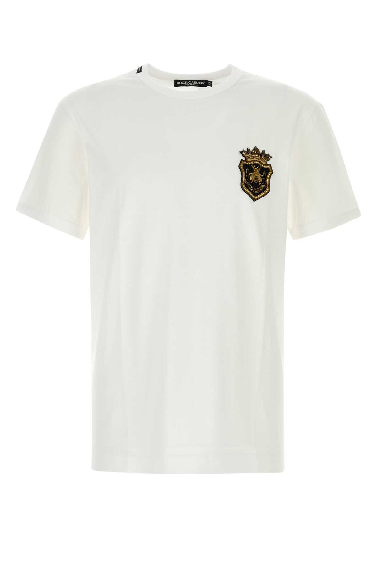 Shop Dolce & Gabbana White Cotton T-shirt In Biancoottico