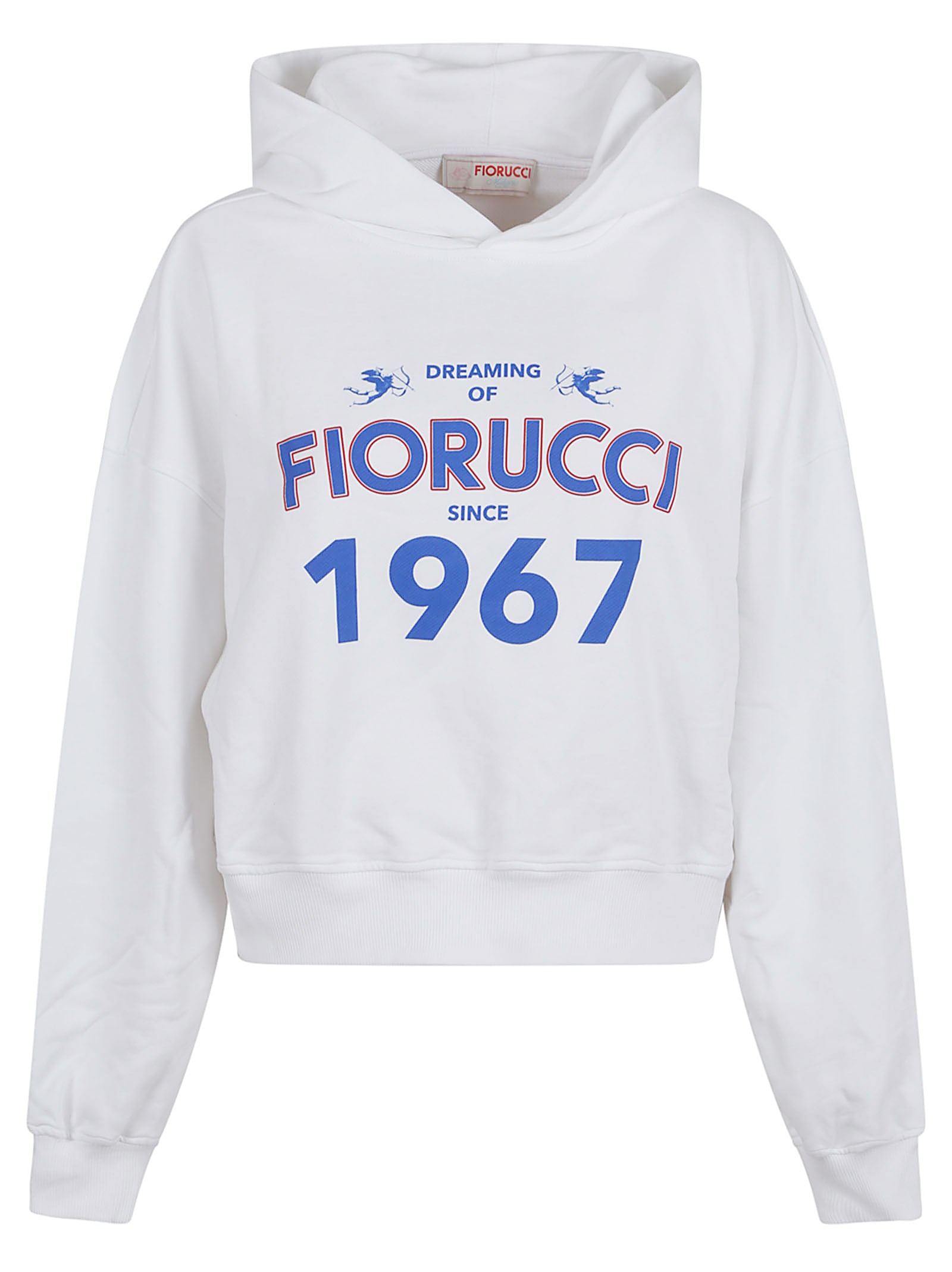White Dreaming 1967 Print Boxy Fit Cropped Hoodie
