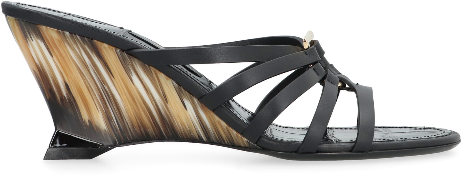 Shop Ferragamo Leather Slides In Black