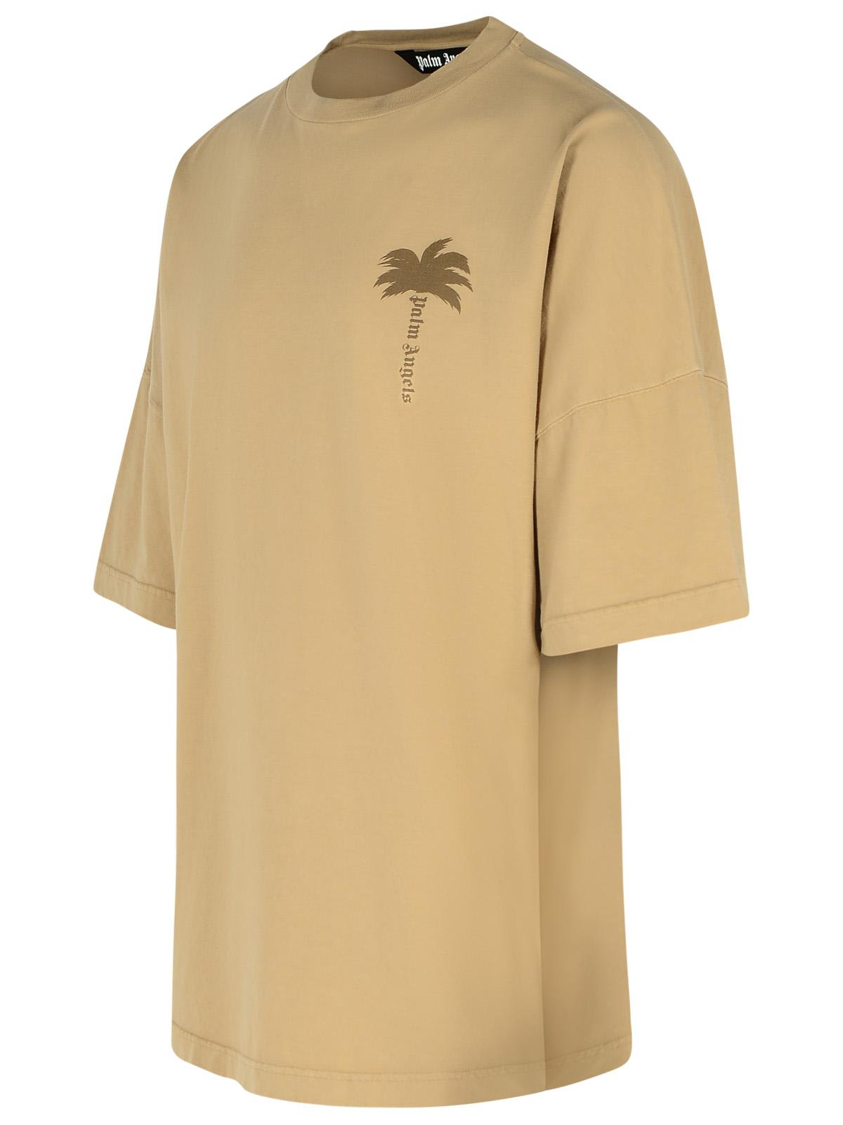 Shop Palm Angels Beige Cotton T-shirt