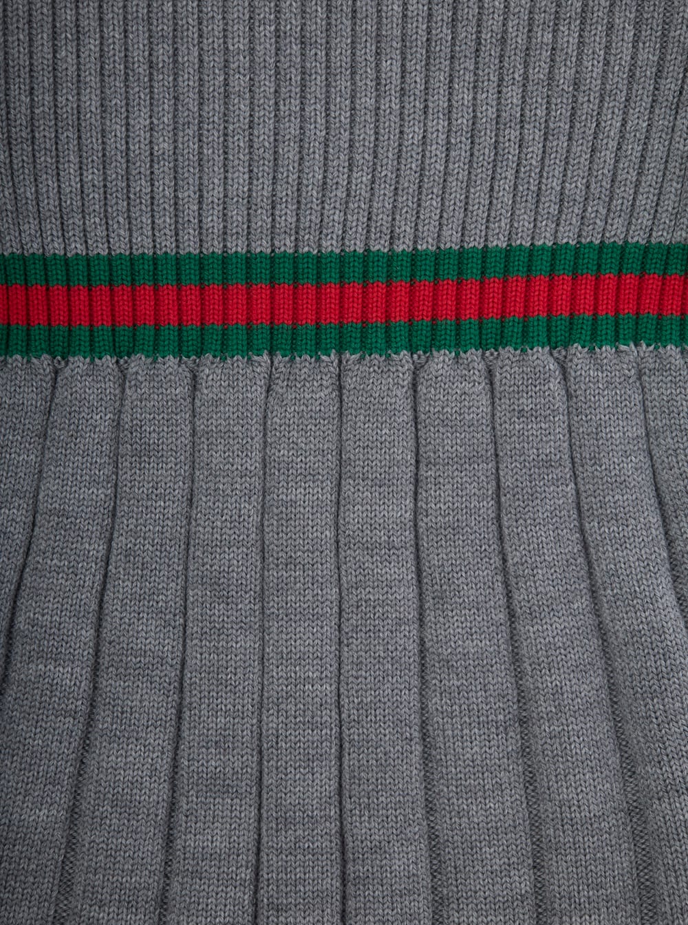 Gucci Grey Wool Dress With Web Ribbon In Grey