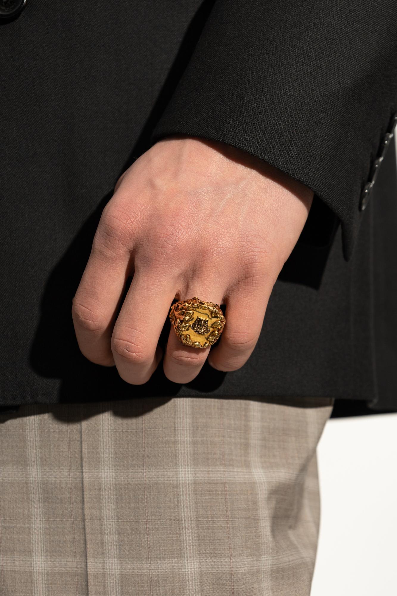 Shop Versace Ring With Medusa Head Motif In Gold