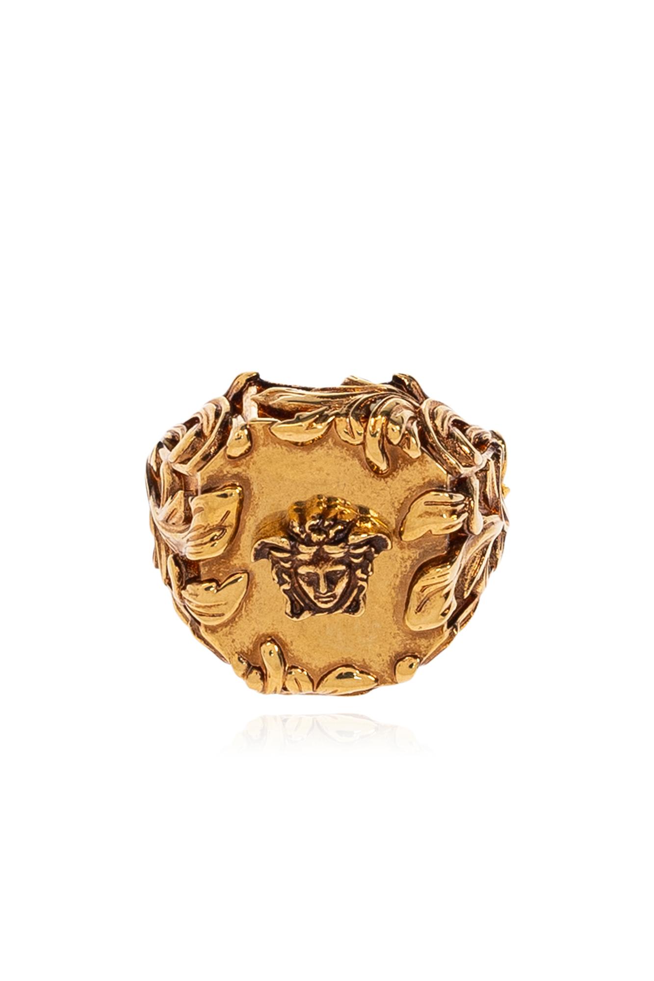 Shop Versace Ring With Medusa Head Motif In Gold