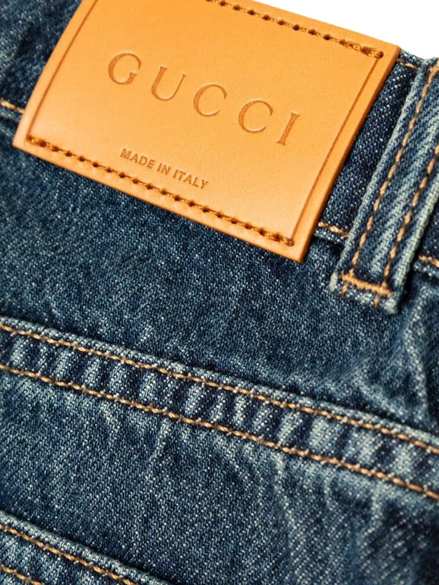 GUCCI JU PANTS ECO WASHED DENIM/ DARK BLUE/MIX