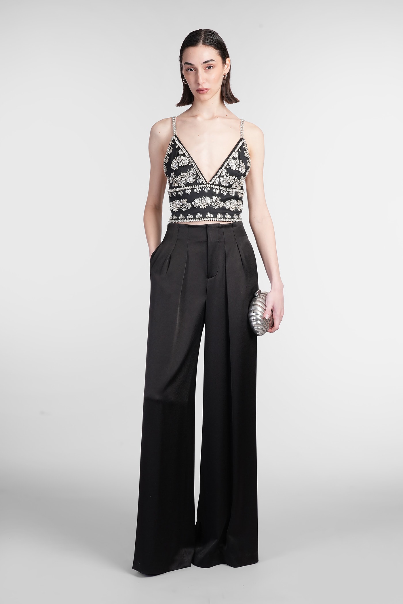 Alice And Olivia Carli Topwear In Black Polyester In Black