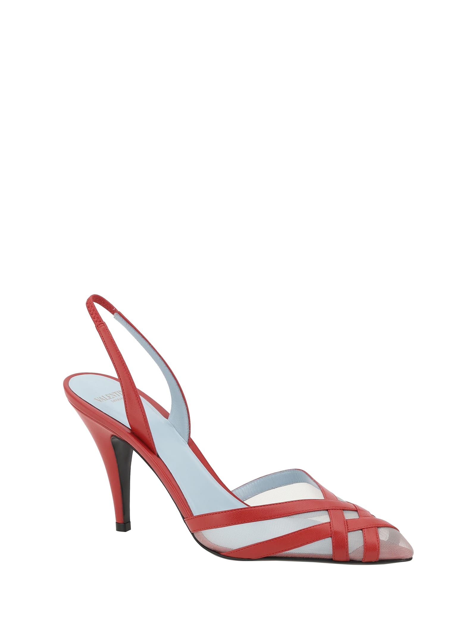 Shop Valentino Slingback Pumps In Rouge Pur/nude
