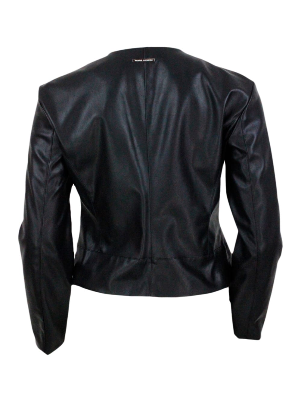 Armani Collezioni Slim-fit Eco-leather Jacket With Zip Closure And Side Pockets In Black